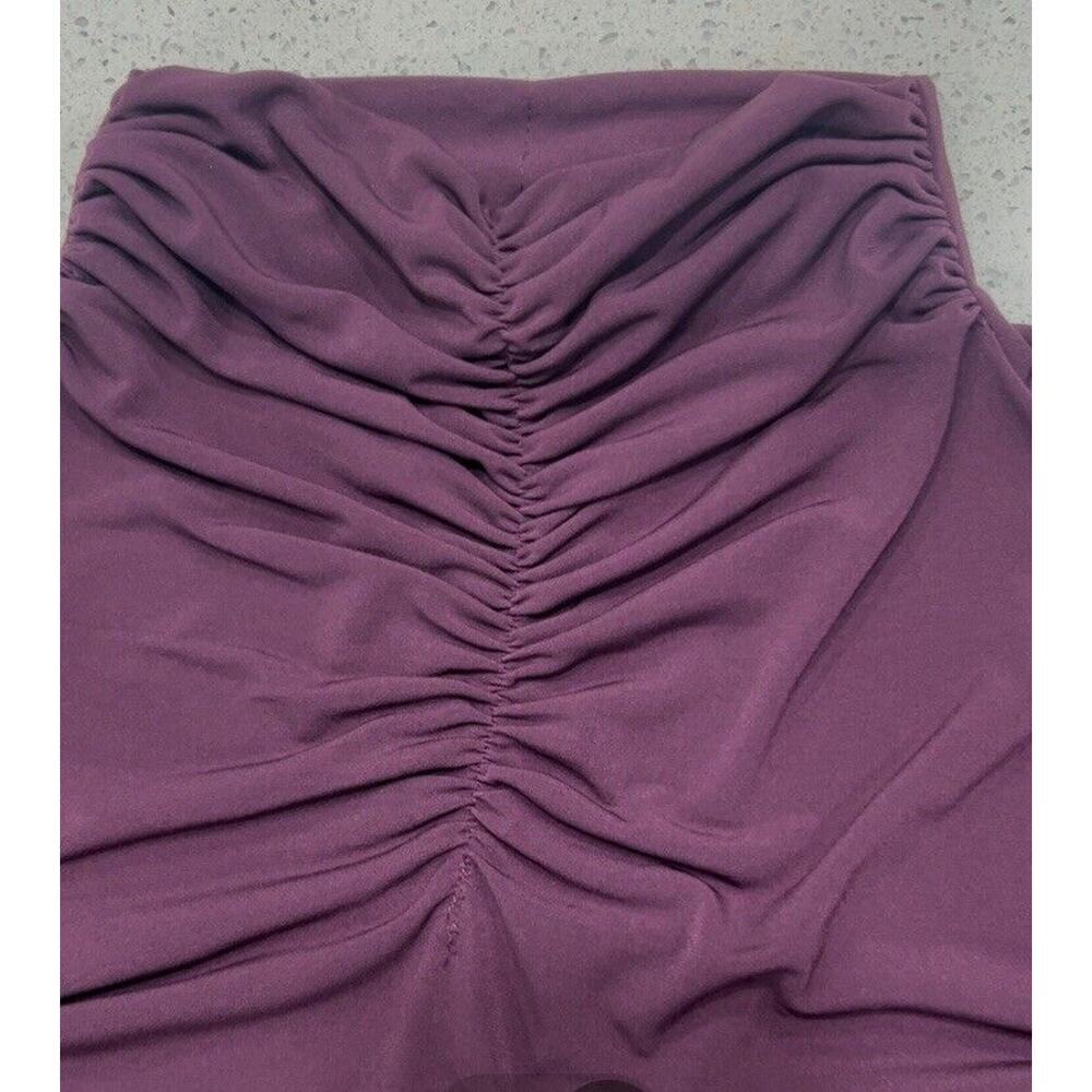 Susan Graver 1X Plum Purple Ruched Turtleneck Stretch Long Sleeve Liquid Knit - Picture 5 of 8
